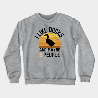 I like ducks and maybe 3 people: Sunset Retro Vintage Crewneck Sweatshirt